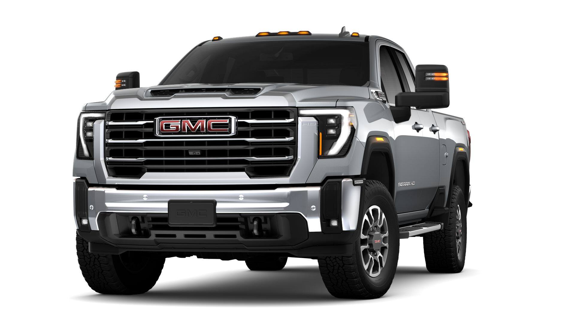 2026 GMC Sierra 2500 HD Double Cab Standard Box 4-Wheel Drive SLE in Sterling Metallic — front three-quarter view