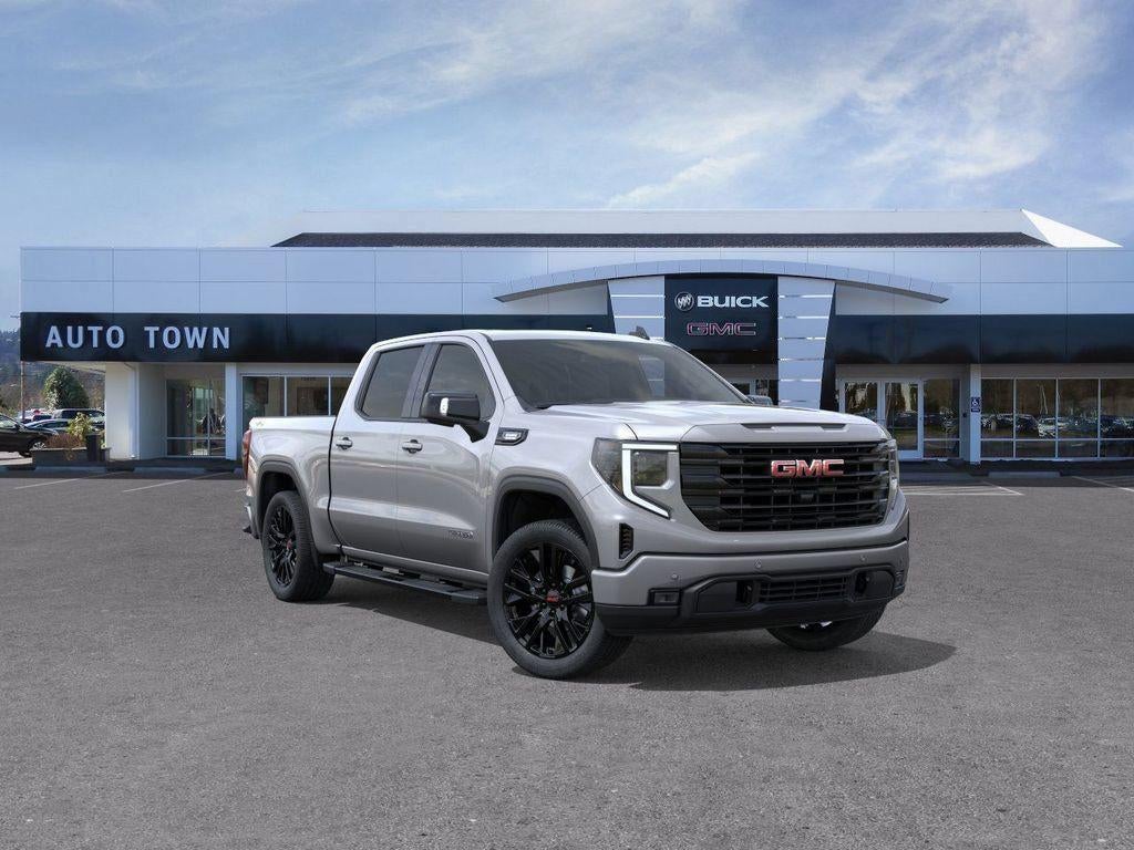 2026 GMC Sierra 1500 Crew Cab Short Box 4-Wheel Drive Elevation 3SB in Sterling Metallic — front three-quarter view