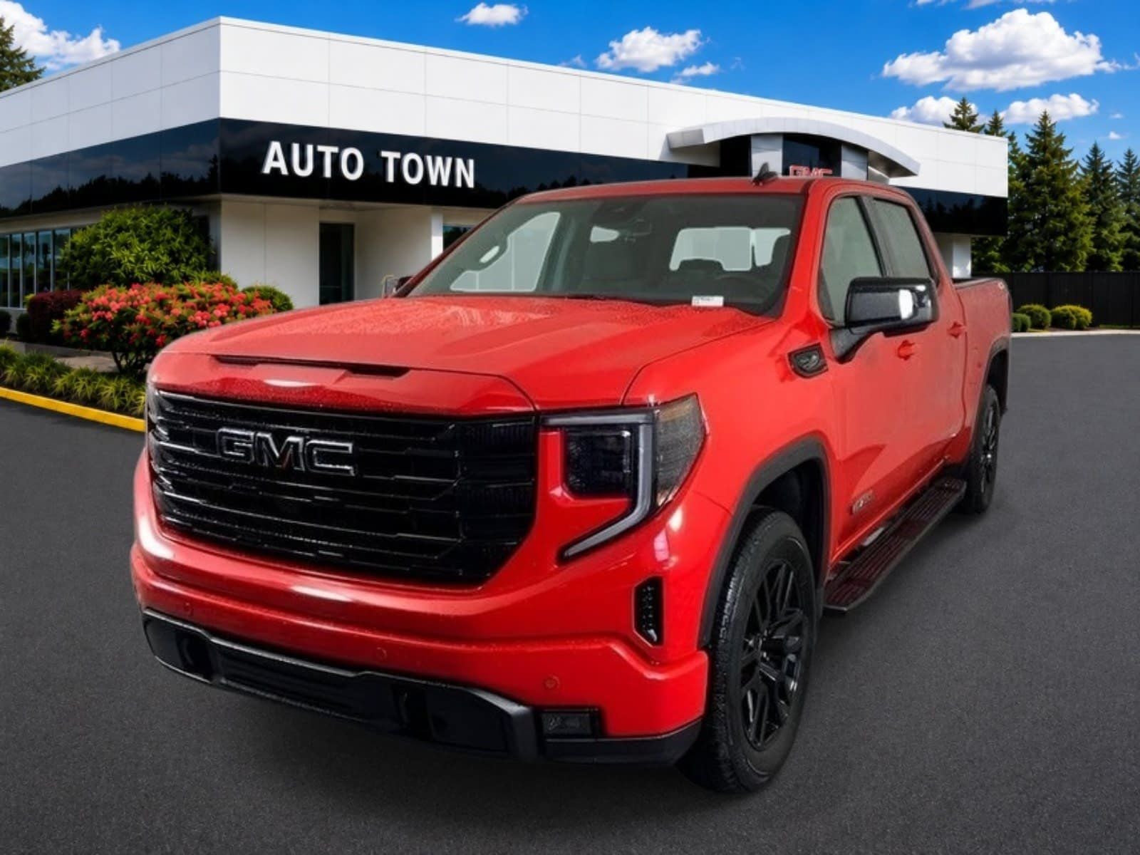 2025 GMC Sierra 1500 Crew Cab Short Box 4-Wheel Drive Elevation 3SB in Cardinal Red — front three-quarter view