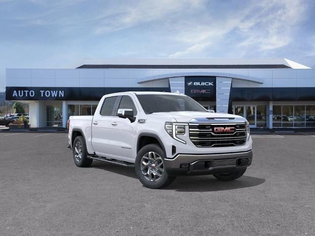 2026 GMC Sierra 1500 Crew Cab Short Box 4-Wheel Drive SLT in Summit White — front three-quarter view