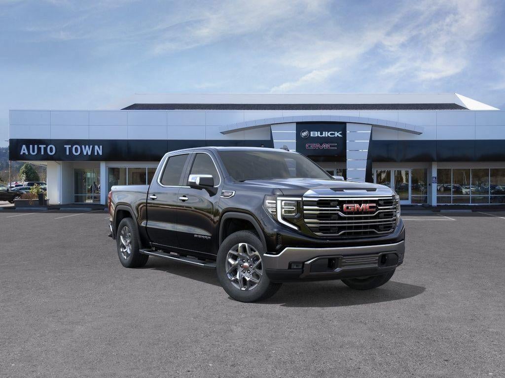 2026 GMC Sierra 1500 Crew Cab Short Box 4-Wheel Drive SLT in Onyx Black — front three-quarter view
