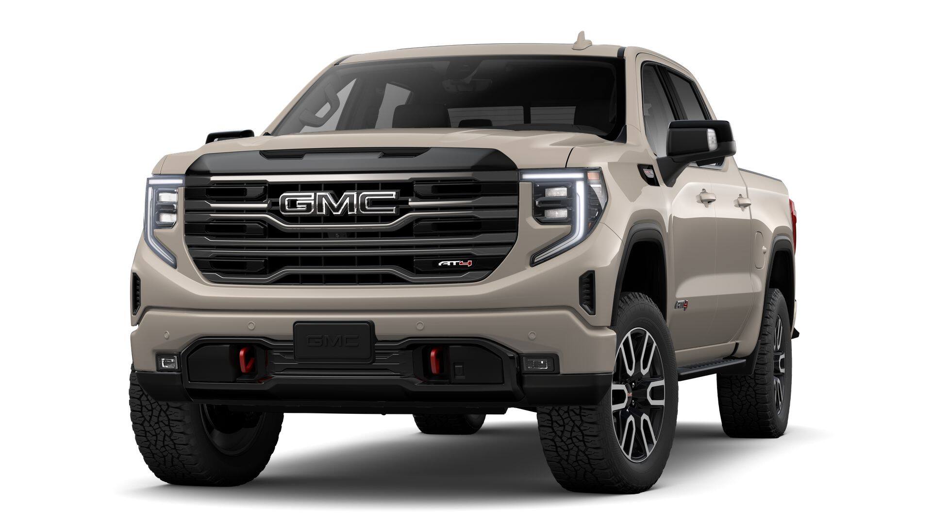2026 GMC Sierra 1500 Crew Cab Short Box 4-Wheel Drive AT4 in Coastal Dune — front three-quarter view