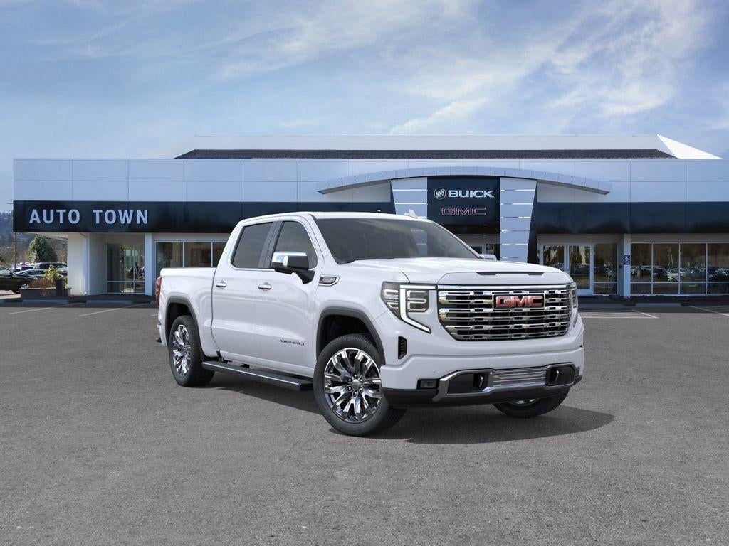 2026 GMC Sierra 1500 Crew Cab Short Box 4-Wheel Drive Denali in Glacier White Tricoat — front three-quarter view